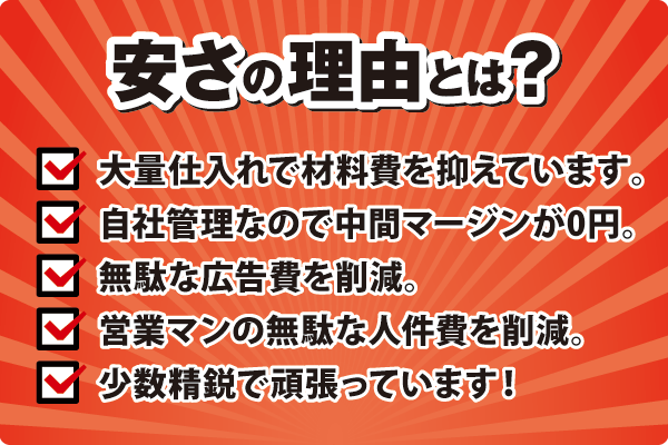 安さの理由とは? 安さの理由とは?